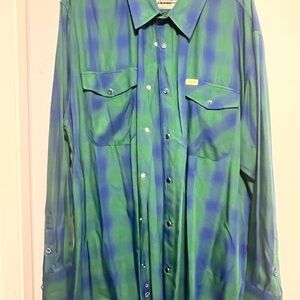DIXXON Green and Blue Plaid Shirt